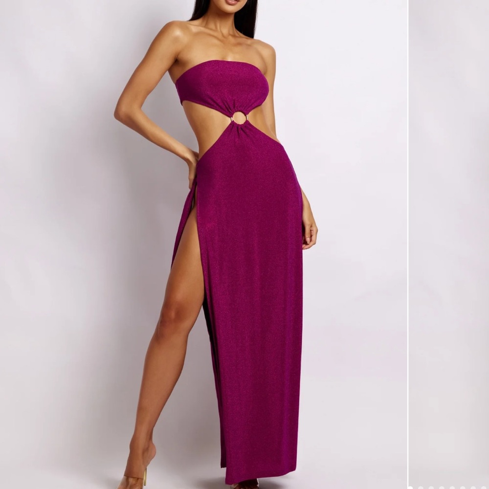 Meshki Sierra strapless shimmer dress
